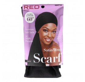 Red Kiss Satin Wrap Scarf Black Capa De Cabello