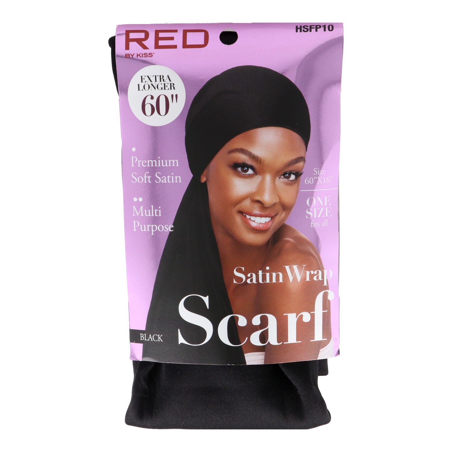 Red Kiss Satin Wrap Scarf Black Capa De Cabello