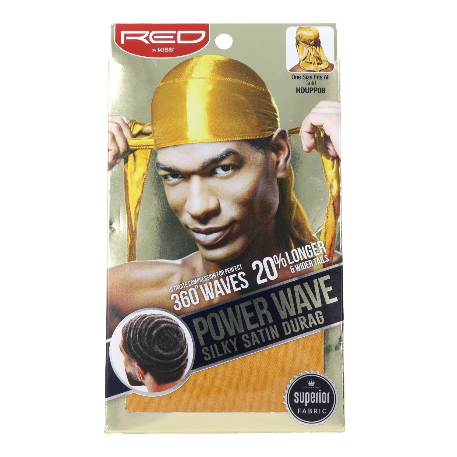 Red Kiss Silky Satin Durag Gold Hair Cape