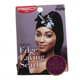 Red Kiss Laying Silky Satin Edge Scarf Black Banda Cabello