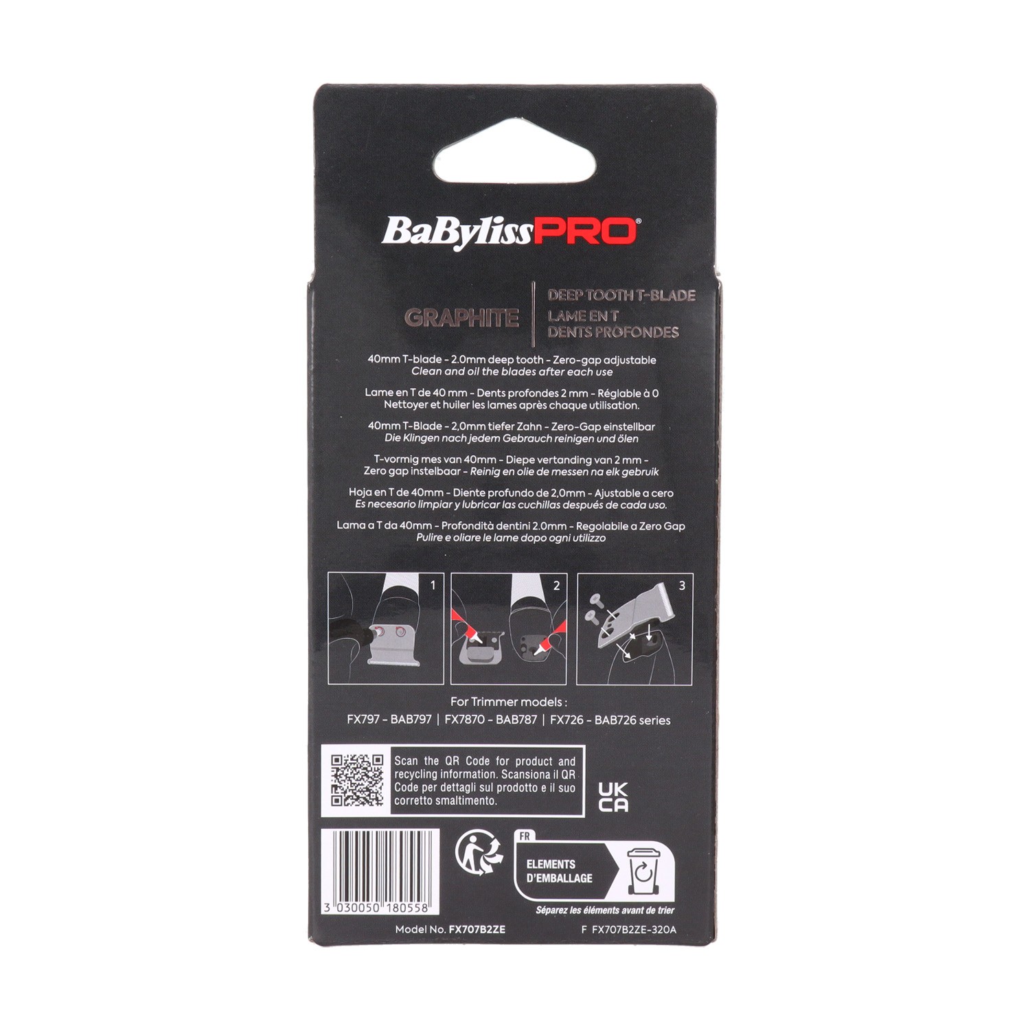 BaByliss Pro Deep Tooth T Blade Graphite 2.0 Cuchilla