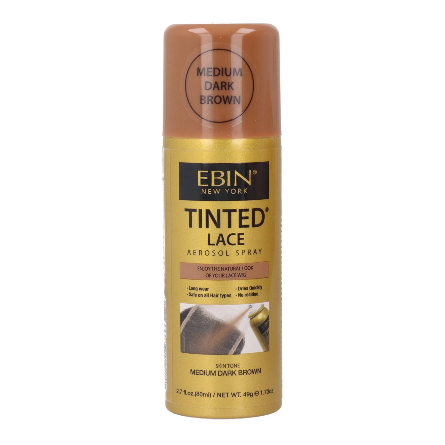 Ebin New York Tinted Lace Medium Dark Brown Spray 80 ml Ebin New York Tinted Lace Medium Dark Brown Spray 80 ml