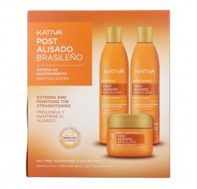 Kativa Post Alisado Brasileño Kit 3 U Champú + Acondicionador + Tratamiento