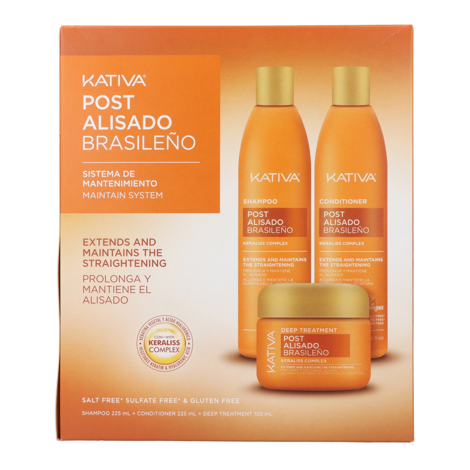 Kativa Post Alisado Brasileño Kit 3 U Champú + Acondicionador + Tratamiento