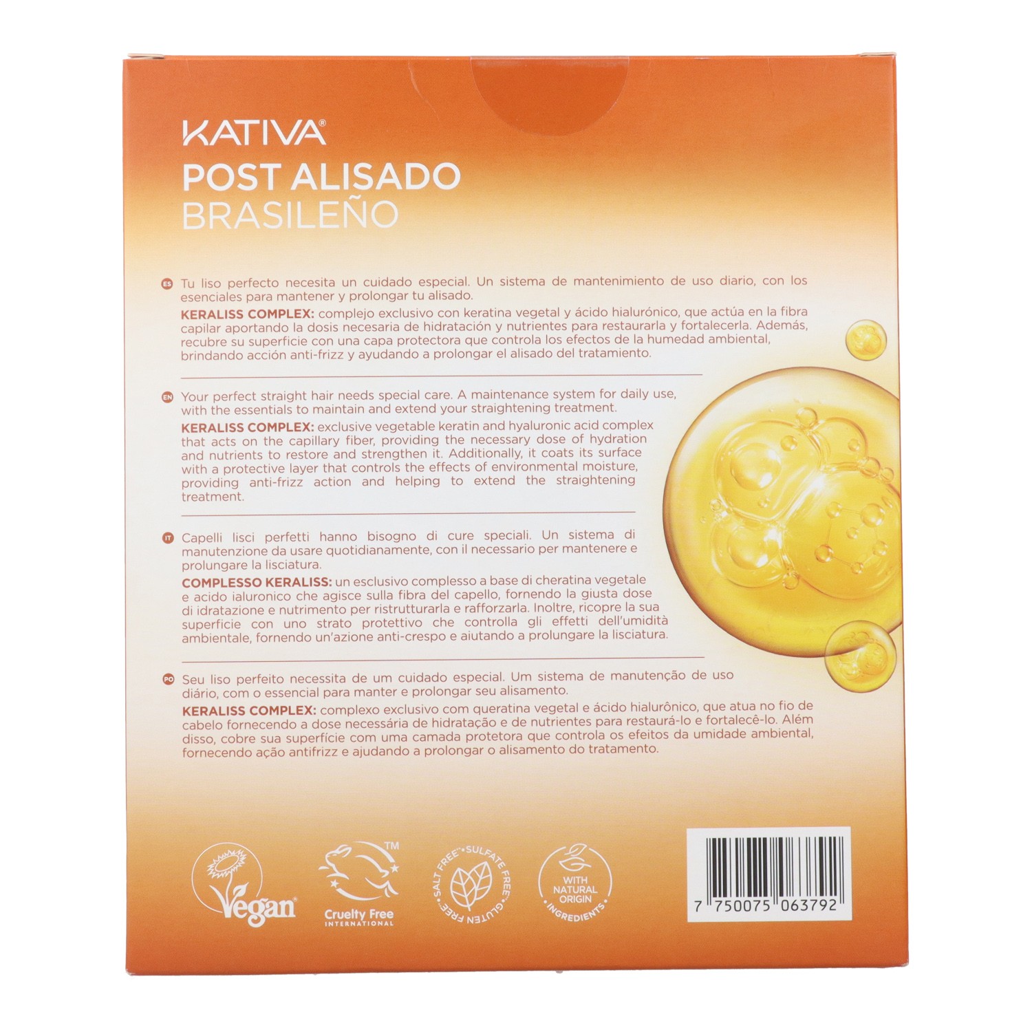 Kativa Post Alisado Brasileño Kit 3 U Champú + Acondicionador + Tratamiento