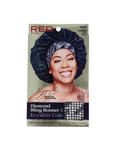 Red Kiss Diamond Bling Bonnet Xl Black Zebra