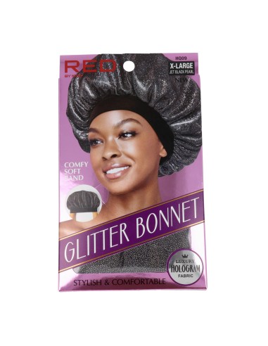 Red Kiss Glitter Bonnet Xl Jet Black Pearl