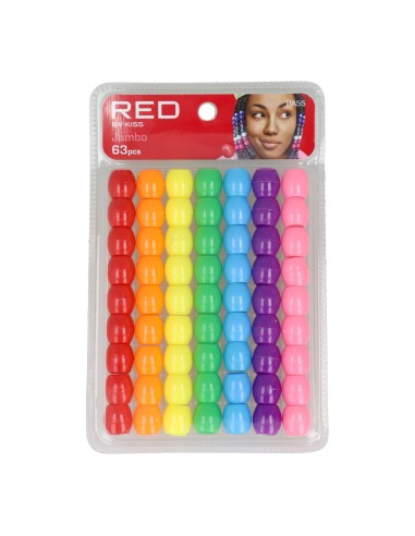 Red Kiss Jumbo Hair Beads 63 Pcs (Vivid)