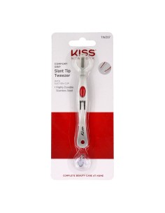 Red Kiss New York Slant Tip Tweezer With Suction