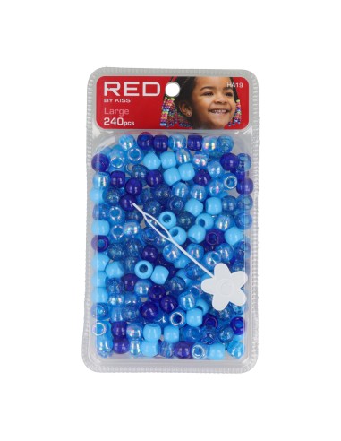 Red Kiss L Hair Beads 240 Pcs (Blue Asst)