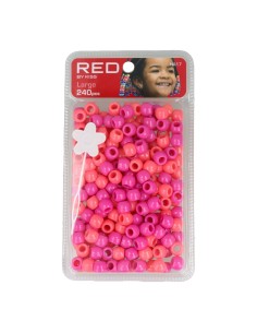 Red Kiss L Hair Beads 240 Pcs (Pink Asst)