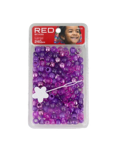 Red Kiss L Hair Beads 240 Pcs (Purp Asst)