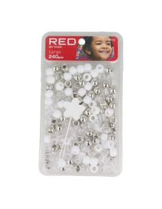 Red Kiss L Hair Beads 240 Pcs (Silver Asst)