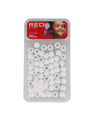 Red Kiss L Hair Beads 60 Pcs (White)