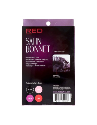 Bonnet Satin Rouge Kiss Noir