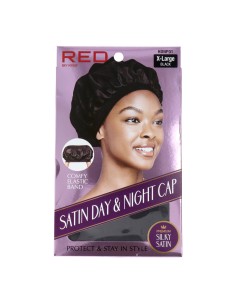 Red Kiss Satin Day & Night Cap Black