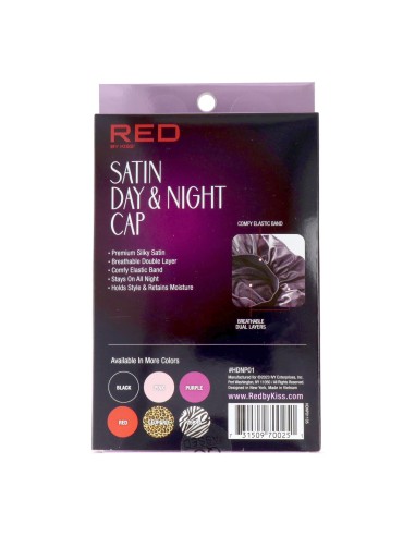 Red Kiss Satin Day & Night Cap Black