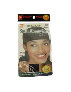 Beauty Town Luxury Satin Dome Cap Unisex Preto (22041)