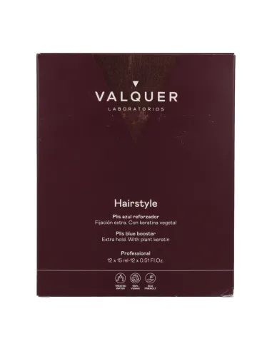 Valquer Hair Style Plis Blue Booster Ampoules Volume Capillaire 12 Unités 15 ml