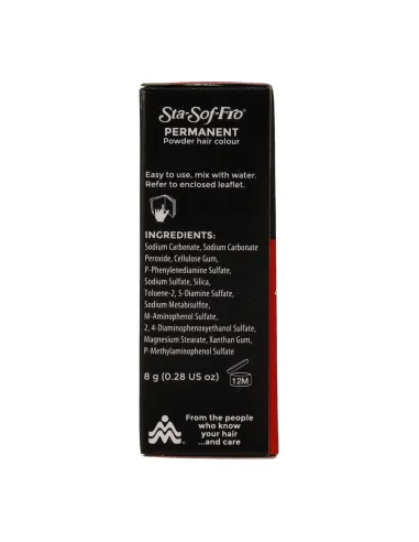 Sta-sof-fro Permanente Powder Hair Colore Black 8 G