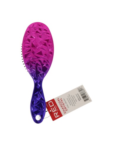 Red Kiss Oval Brush Carbon Bristles Crystal Design