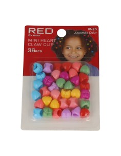 RED KISS KIDS MINI HEART CLAW CLIPS 36 (PN25)