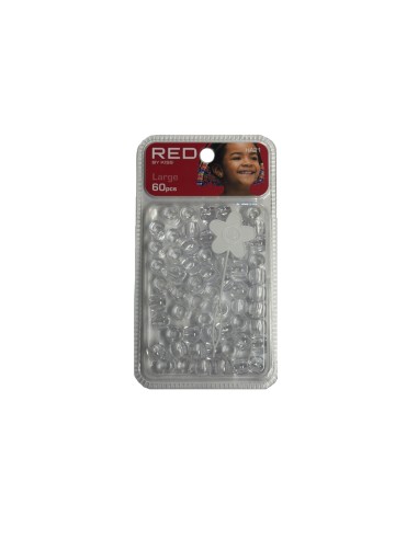 Red Kiss L Hair Beads 60 Pcs (Clear)