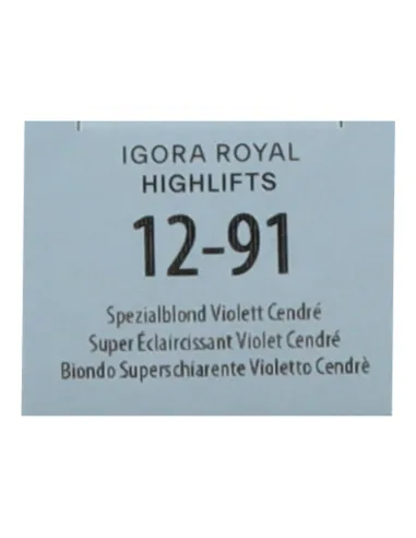 Schwarzkopf Igora Royal Highlifts 12-91 – Biondo Cenere Ultra Chiaro 60 ml