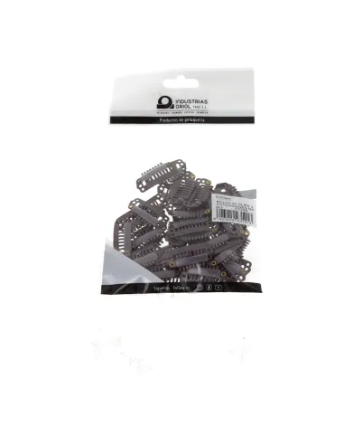 Sachet Eurostil de 50 clips pour extensions de cheveux, marron, 2,8 cm