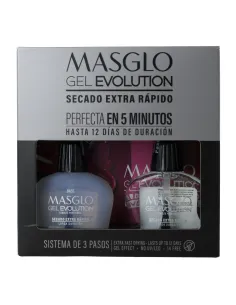 MASGLO KIT GEL EVOL SECADO EXTRA RAPIDO (BASE+BRILLO)