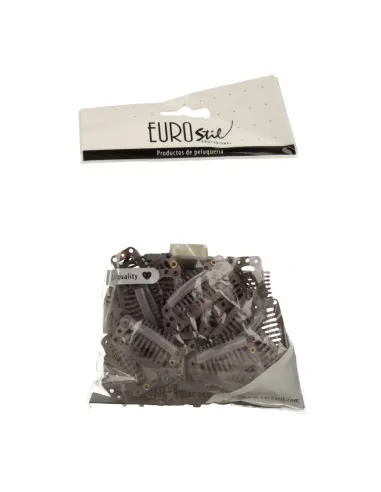 Eurostil Pacote com 50 Presilhas para Extensões Marrom 3,2 cm (Ref. 02924)