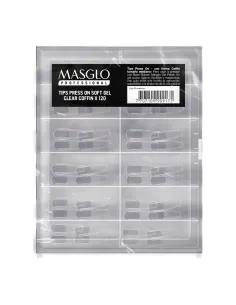 Masglo Professional Tips Press On Soft Gel Clear Coffin 120 uds